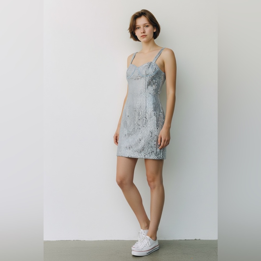 Sky blue Silver Sequin Dress